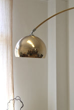 Load image into Gallery viewer, Castiglioni Travertine and Brass Floor Arc Lamp
